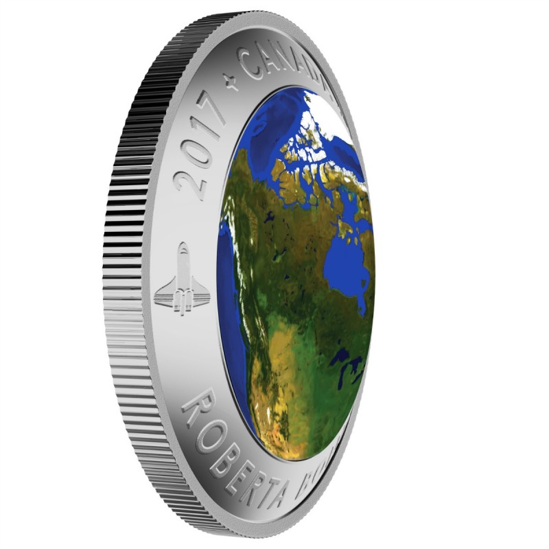 2017 VIEW OF CANADA FROM SPACE BONDAR GLOW IN THE DARK 25$ 1oz PURE SILVER COIN 