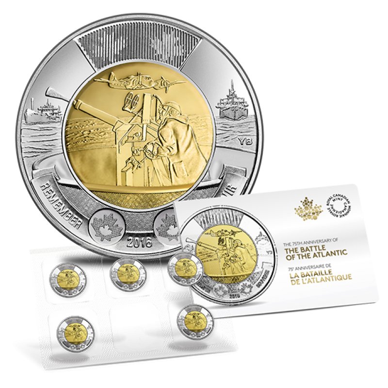 2016 CANADA BATTLE OF THE ATLANTIC UNCIRCULATED MINT SEALED 5 COIN PACK UNC 