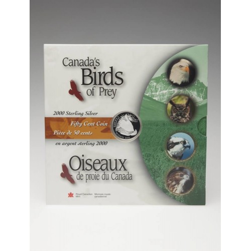 Canada 2000 50 Cents Bald Eagle Sterling Silver Birds Of Prey Sealed from Mint 