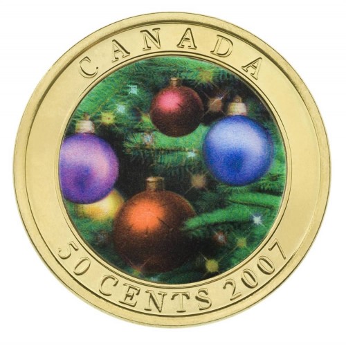 2007 Canadian 50 Cent Holiday Ornaments Lenticular Coin 2007-canadian-50-cent-holiday-ornaments-lenticular-coin
