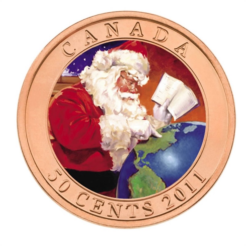 Details about   2012 50¢ Fifty Cent Coin Royal Canadian Mint Christmas Series Santa's Secret 