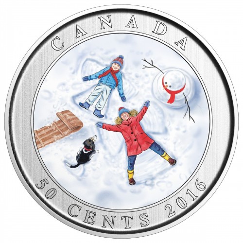Snow Angels 2016 50 Cent Canada Lenticular 3D Coin Magic Winter Holiday 