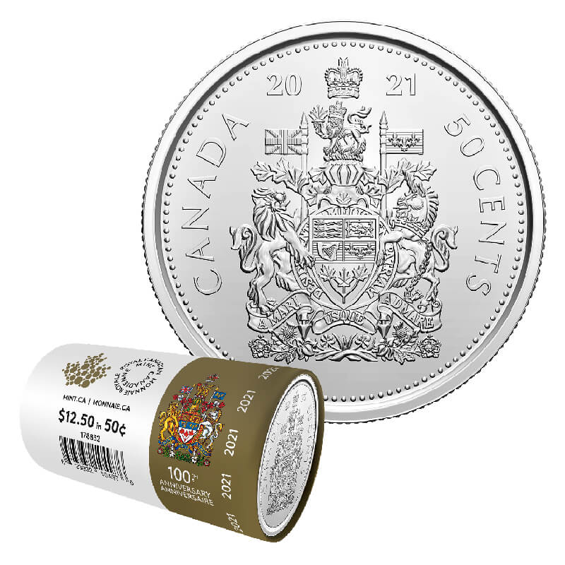 2021 Canadian 50-Cent Coat of Arms Special Wrap Circulation Coin Roll