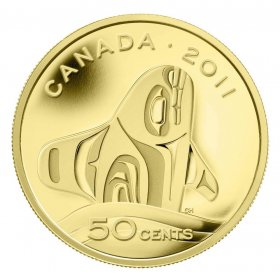 12912 2011 Proof 50-Cent 'Wood Bison' 1/25oz Gold .9999 Fine 