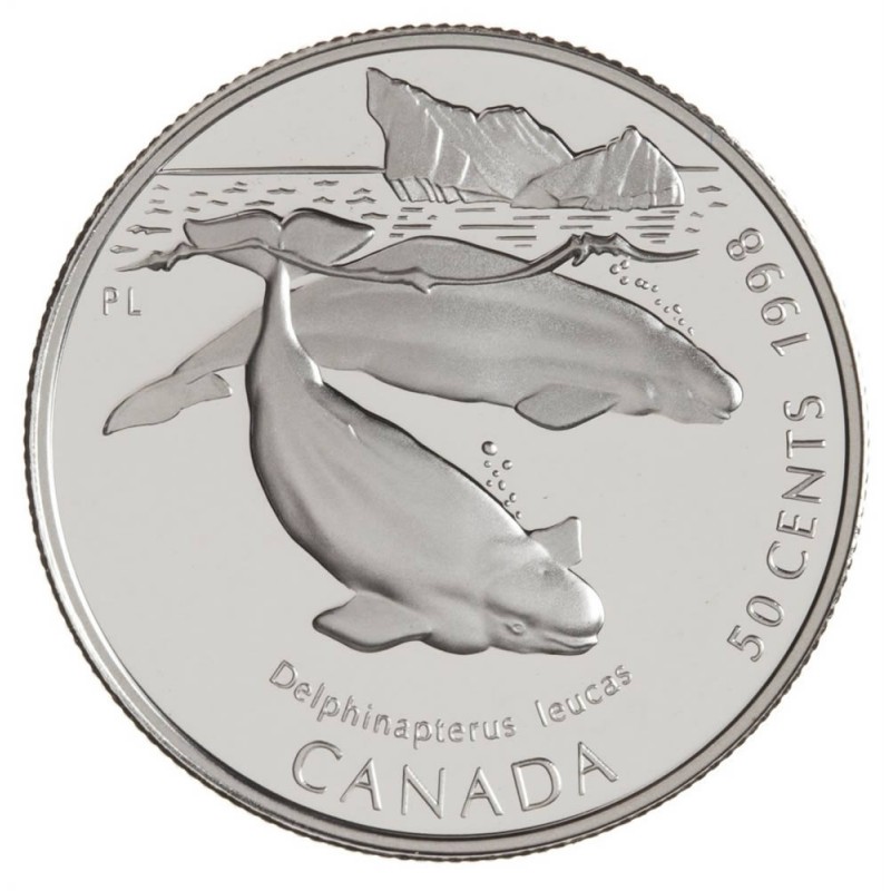 Humpback Whale 1998 Canada 50 cent Proof Sterling Silver Coin 