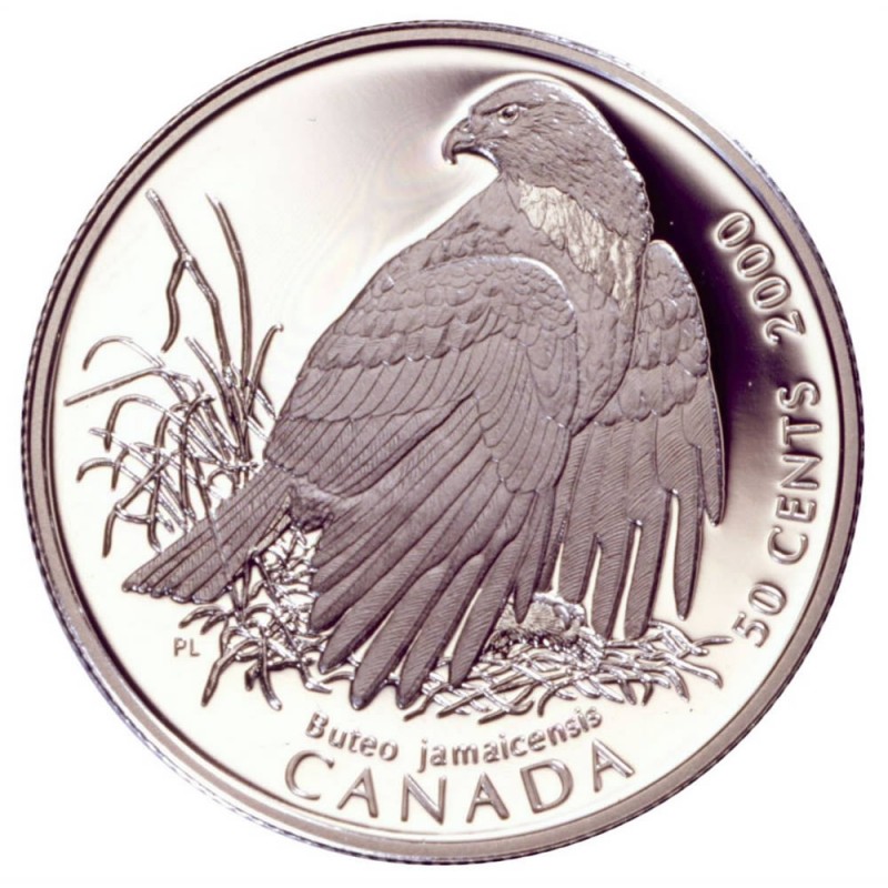 Canada 2000 50 Cents Bald Eagle Sterling Silver Birds Of Prey Sealed from Mint 