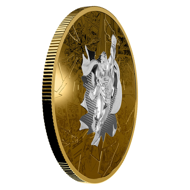 3 oz Reverse Gold-Plated Pure Silver Coin SUPERMAN 50$ DC Comics Originals 