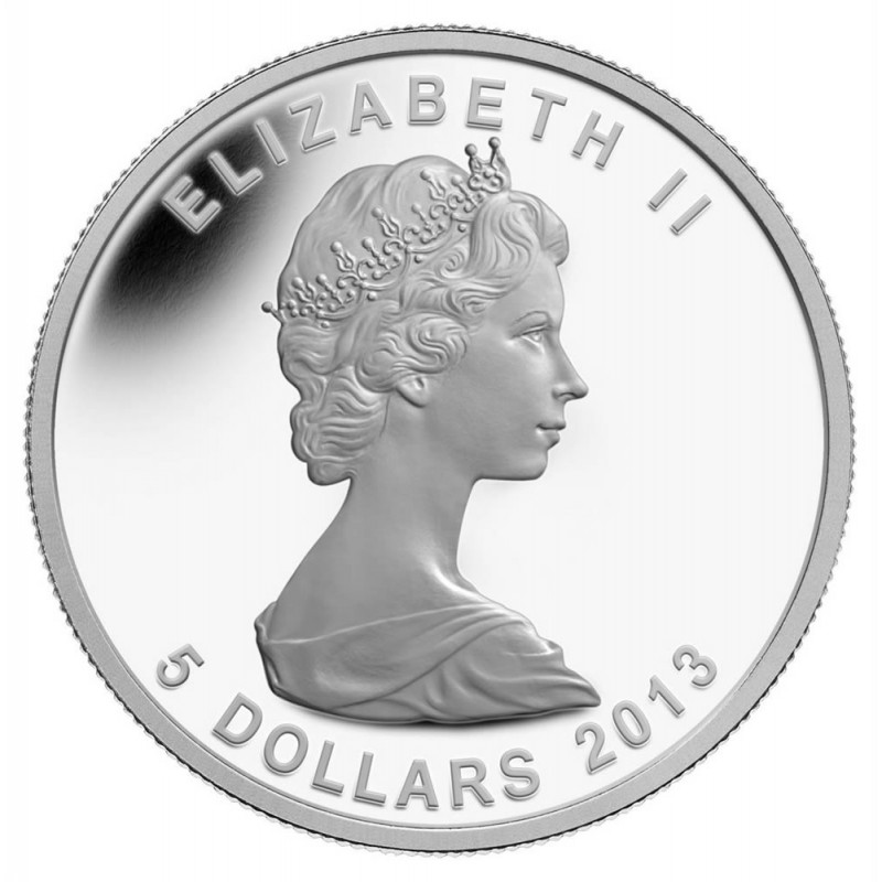 2013 Canadian $5 Shadowleaf Silver Maple Leaf 25th Anniversary 1 oz