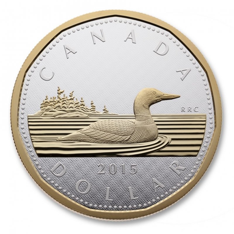 2015 Canadian $1 Big Coin Series: Loon 5-ounce Fine Silver & Gold ...