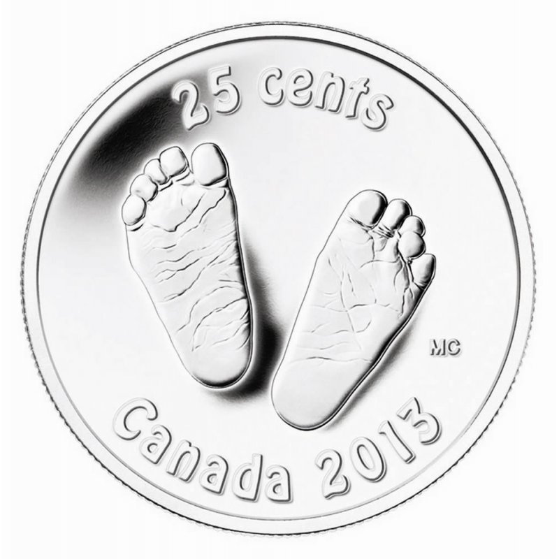 2013 Canada Baby Feet 25 Cents Coin In RCM Album Rare Set. 