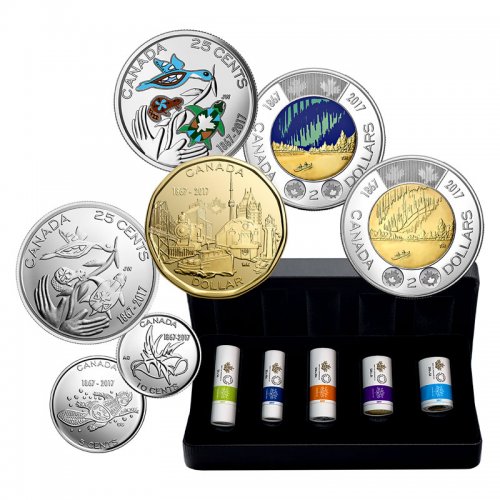 5C/10C/25C/$1/$2 BU UNC Canada 1867-2017 150th commemorate 5 coin set No Tax 