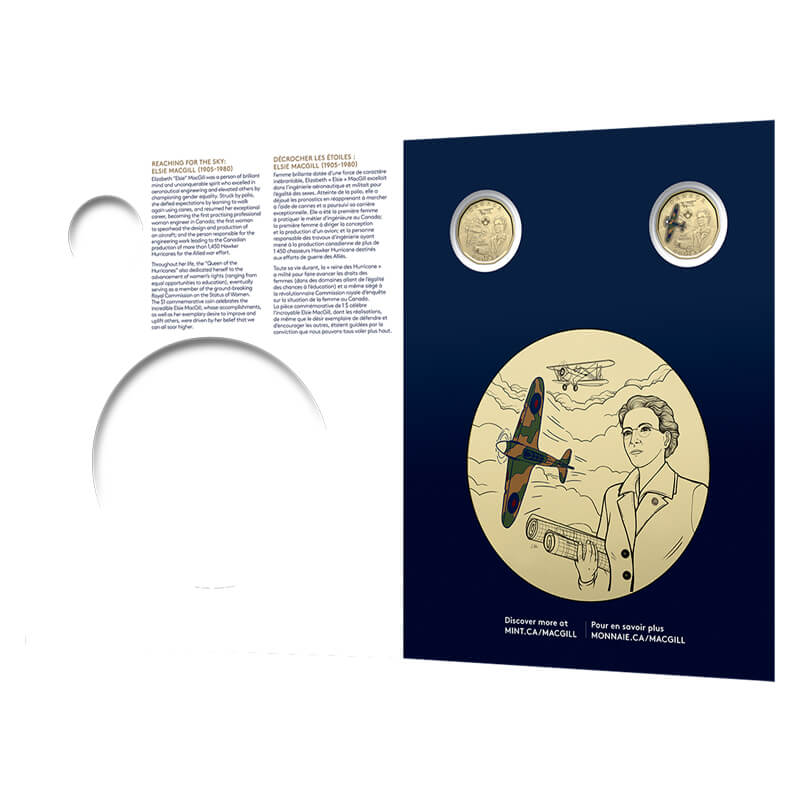 2023 $1 Loonie Honouring Elsie MacGill - Set of 2 Uncirculated Coloured &  Uncoloured - Century Stamps and Coins