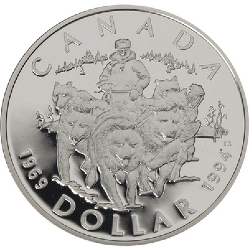 1994 Canada Silver Proof Dollar-RCMP Northern Dog Patrol 