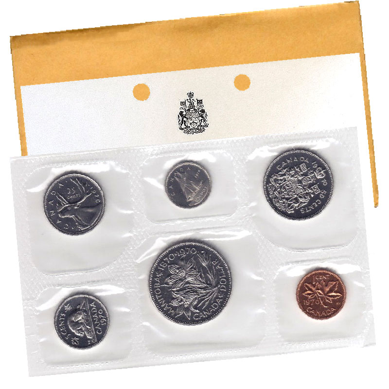 1970 CANADA 6 Coin Proof-Like PL Set RCM Original Envelope Certificate Canadian 