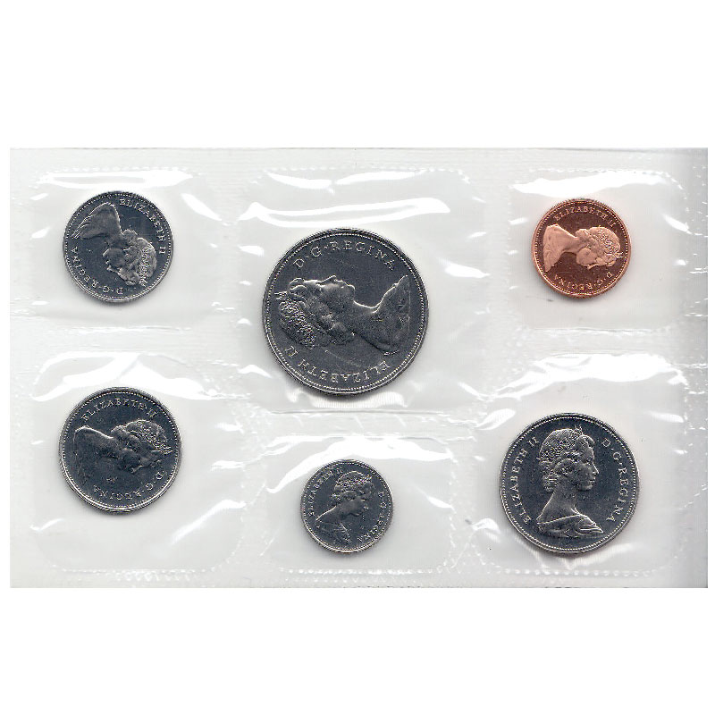 6 Coins Cent to $1 1971 Canada PL Set MINT UNC. 