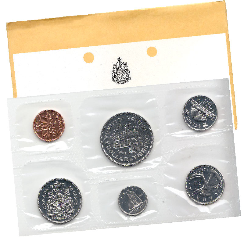 $1.00 1971 CANADA 6 PIECE COIN SET UNCIRCULATED PL RC MINT SEALED 1¢ 