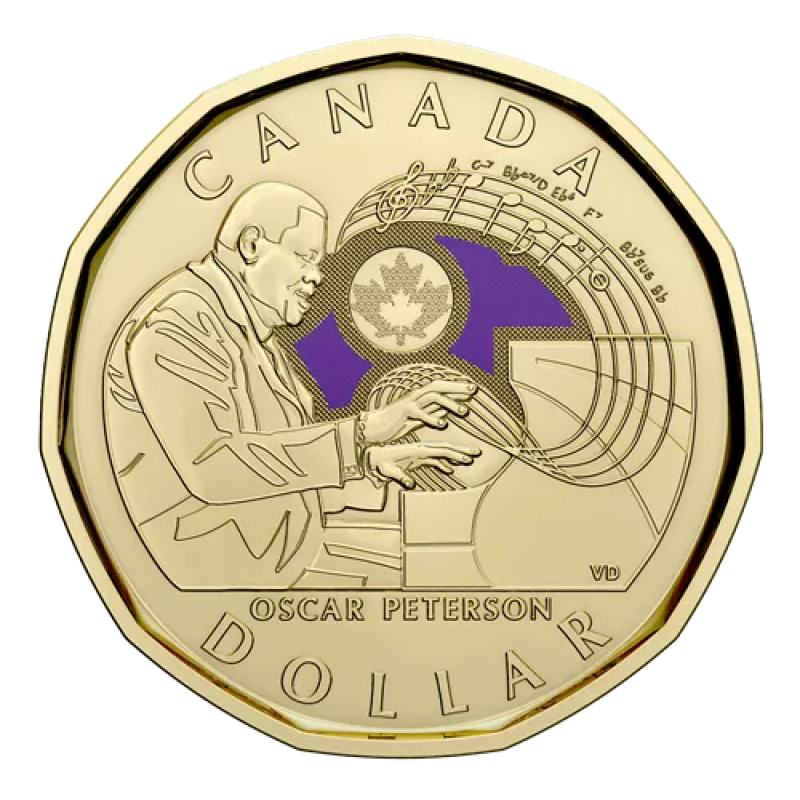 2022 Canadian $1 Celebrating Oscar Peterson Coloured Loonie