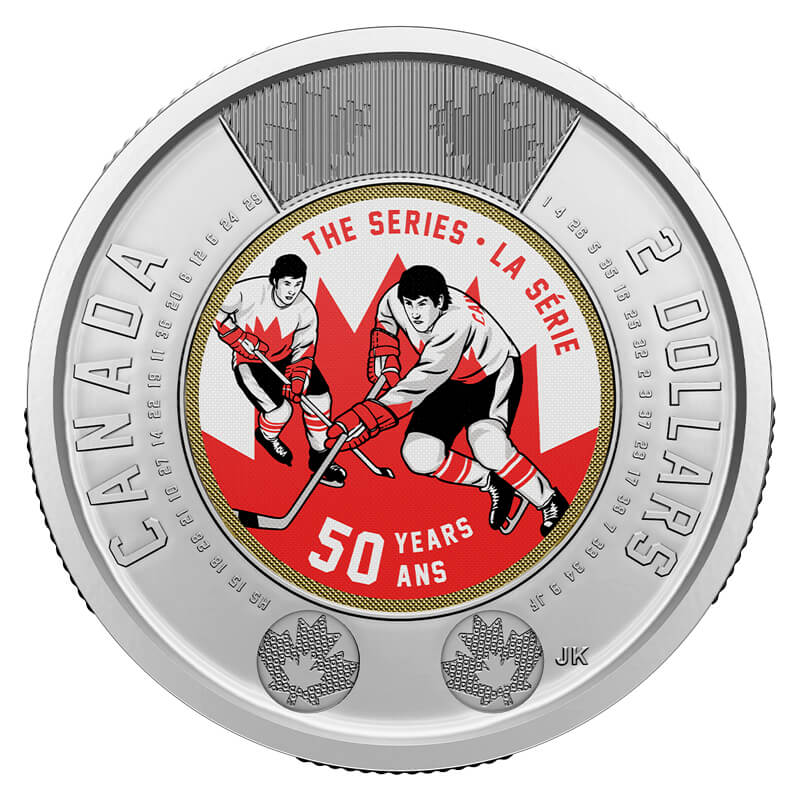 2022 Canadian 2 Summit Hockey Series 50th Anniv Coloured Toonie Coin