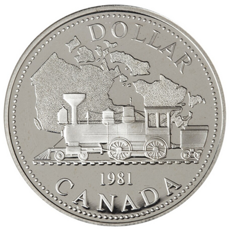 1981 $1 Trans Canada Railway Centennial Silver Dollar Proof with Box and Sleeve 