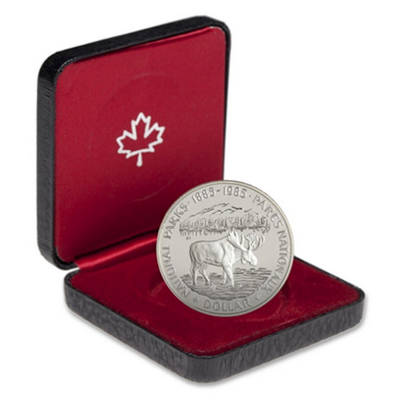 1985 CANADA NATIONAL PARKS CENTENNIAL PROOF SILVER DOLLAR COIN 