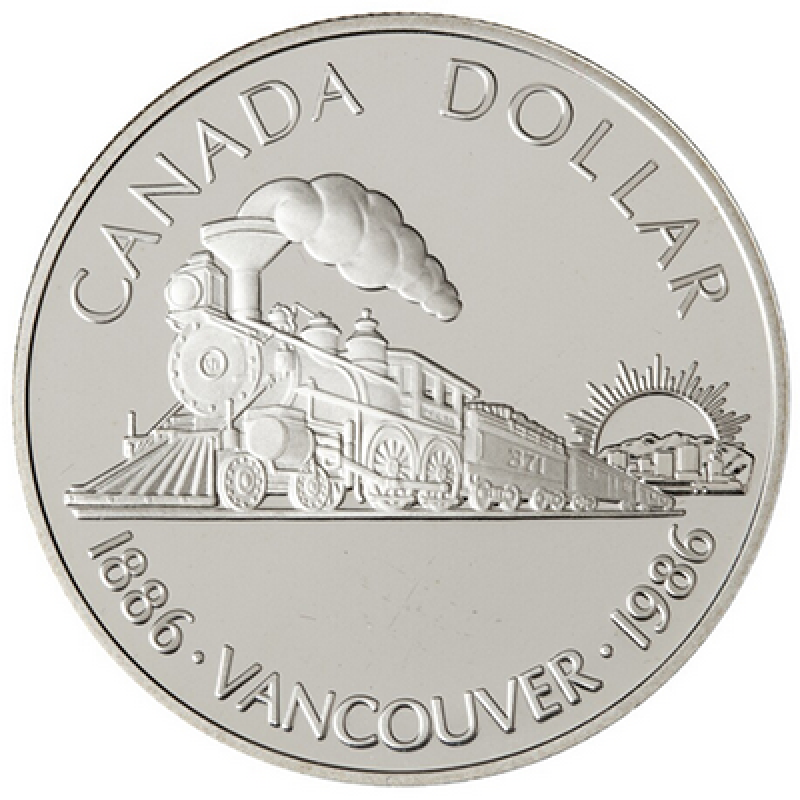 CA 1986 Canada Vancouver Centennial Commemorative Silver Dollar in Original Package Proof 