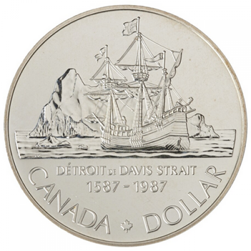 Proof Box5 Canada 1987 Silver Dollar KM-154 John Davis 