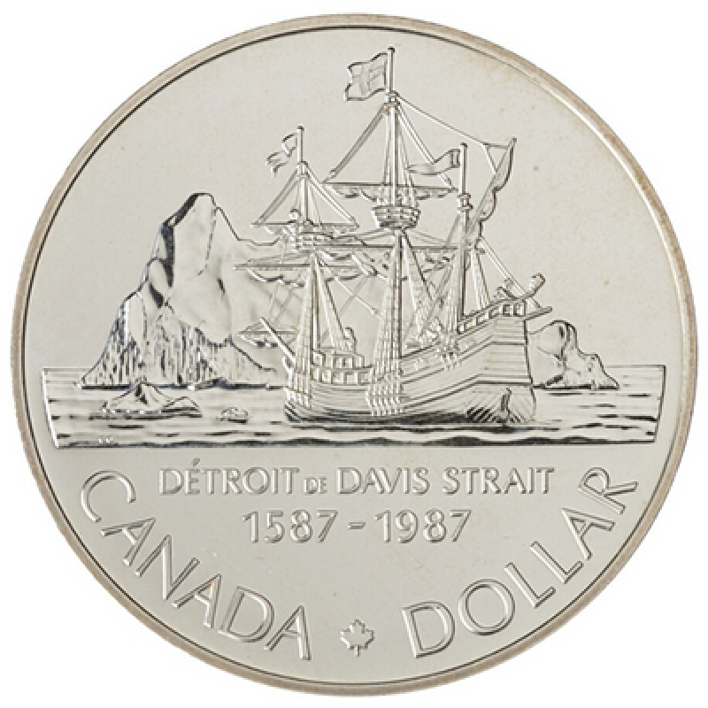 1987 CANADA 400th ANNIVERSARY JOHN DAVIS PROOF SILVER DOLLAR COIN 