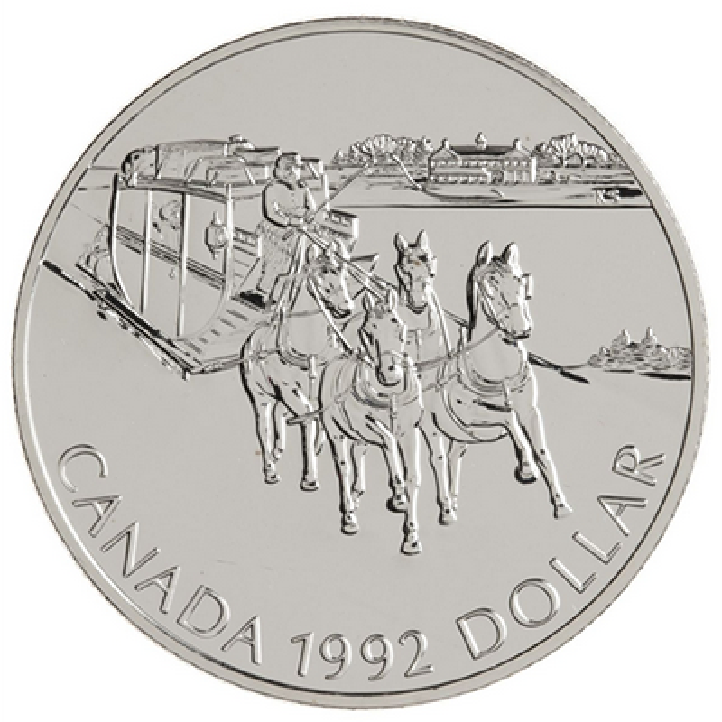 Canada 1992 $1 Kingston to York Stagecoach Sterling Silver Dollar Proof COA Box 