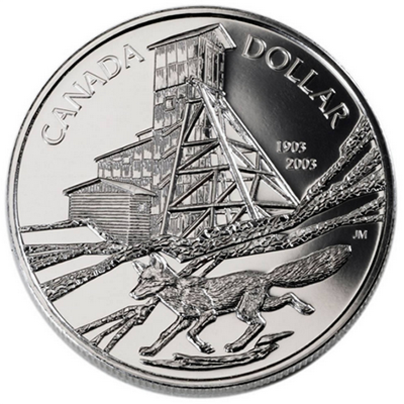 2003 CANADA 100th ANNIVERSARY OF THE COBALT SILVER STRIKE PROOF SILVER DOLLAR 