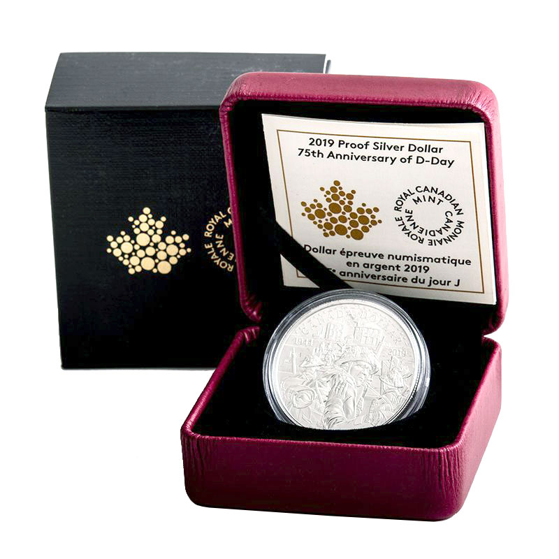 2019 Canada 75th anniversary of 1944 Dday Silver dollar 99.99% silver all pkg 