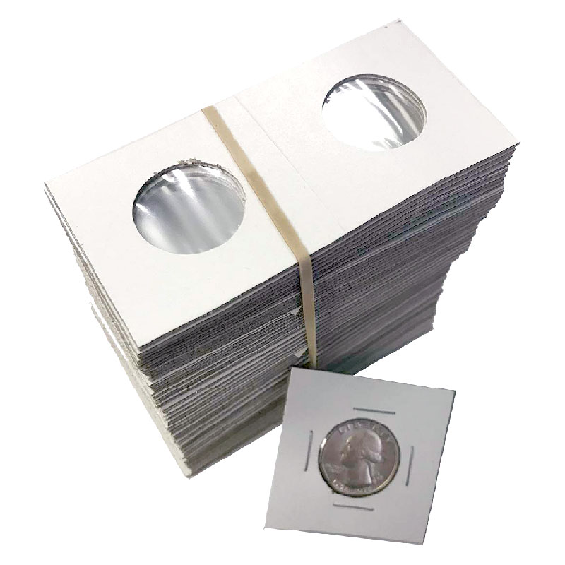 50 Nickel Size 2x2 Mylar Cardboard Coin Flip for Storage5 Cent Paper Holder 