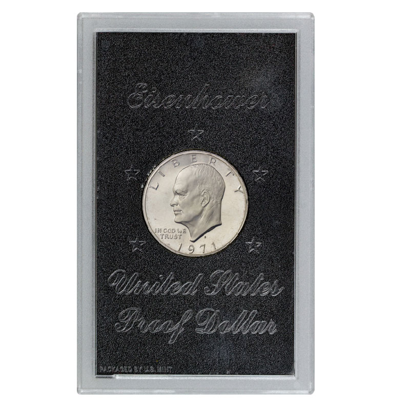 1971 S US Eisenhower Proof Silver Dollar Brown Box