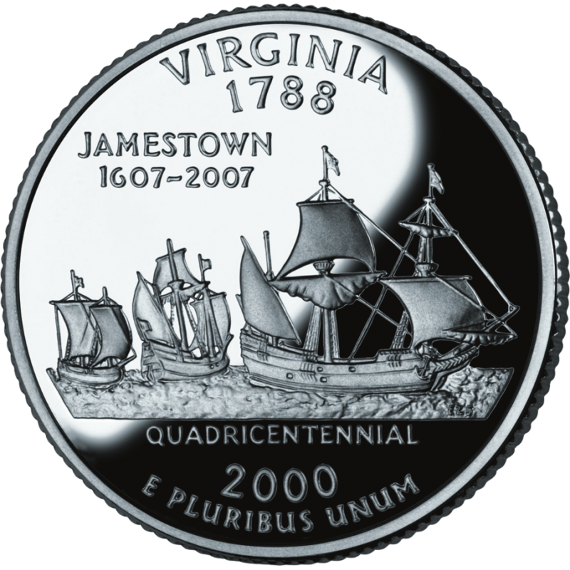 2000 P /& D UNCIRCULATED VIRGINIA STATE QUARTER SET IN COLORFUL VA STATE HOLDER