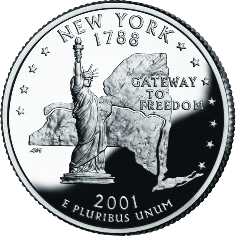 01 D American 25 Cent State Quarter Series New York Brilliant Uncirculated Coin