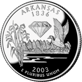 Details about   2003 S 25C Silver Arkansas Quarter PCGS PR70DCAM 