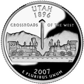 US 2007 Utah State Quarter BU Uncirculated 25 Cent Coin Silver Plated Tie Clip Clasp NEW 