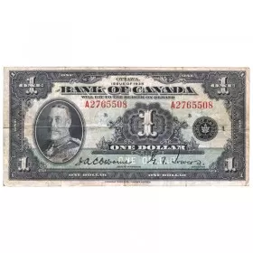 1935 Bank of Canada $1 HM King George V English Series A Bill Note (F+)