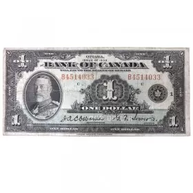 1935 Bank of Canada $1 HM King George V English Series B Bill Note (VF+)