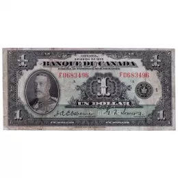 1935 Banque du Canada $1 HM King George V French Series F Bill Note (F15)