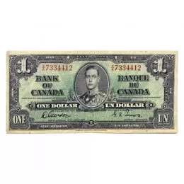 1937 Bank of Canada $1 Bilingual Series Bill Note (VF+)