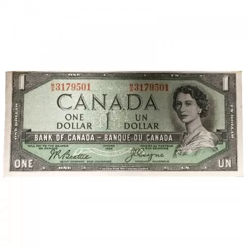 1954 Bank of Canada $1 Dollar Bill Note Devils Face Variety  (VF)