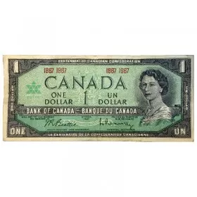1967 (1867-) Bank of Canada $1 Dollar Date Note Centennial of Canadian Confederation (Uncirculated)