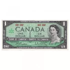 1967 (1867-) Bank of Canada $1 Dollar Date Note Centennial of Canadian Confederation (VF or better)