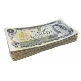 1973 Bank of Canada $1 Dollar Bill Multicoloured Series 100-ct Circulated Bundle