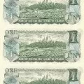 1973 Bank of Canada $1 Dollar Bill Multicoloured Series, Uncut Sheet (5 x 8 Format)-edge of sheet has some wrinkles  