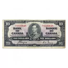 1937 Bank of Canada $10 Bilingual Series Bill Note (VF)