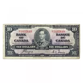 1937 Bank of Canada $10 Bilingual Series Bill Note (VF)