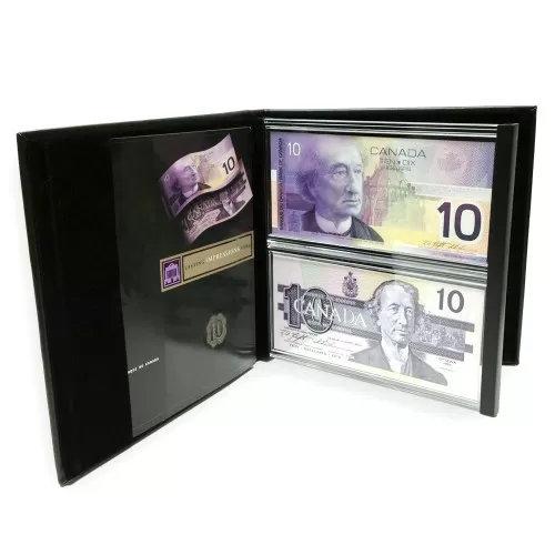 1986-2001 Bank of Canada $10 Dollar Bill, Lasting Impressions Dual Series Collector's Set 
