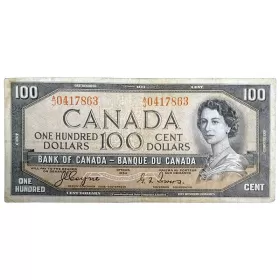 1954 Bank of Canada $100 Dollar Coyne/Towers Bill Note Devils Face Variety VG grade