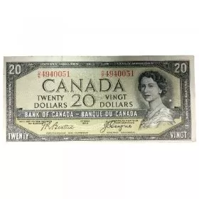 1954 Bank of Canada $20 Dollar Bill Note Devils Face Variety (VF25)